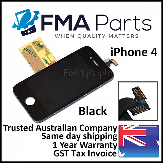 [Premium Aftermarket] LCD Touch Screen Digitizer Assembly - Black (With Adhesive) for iPhone 4